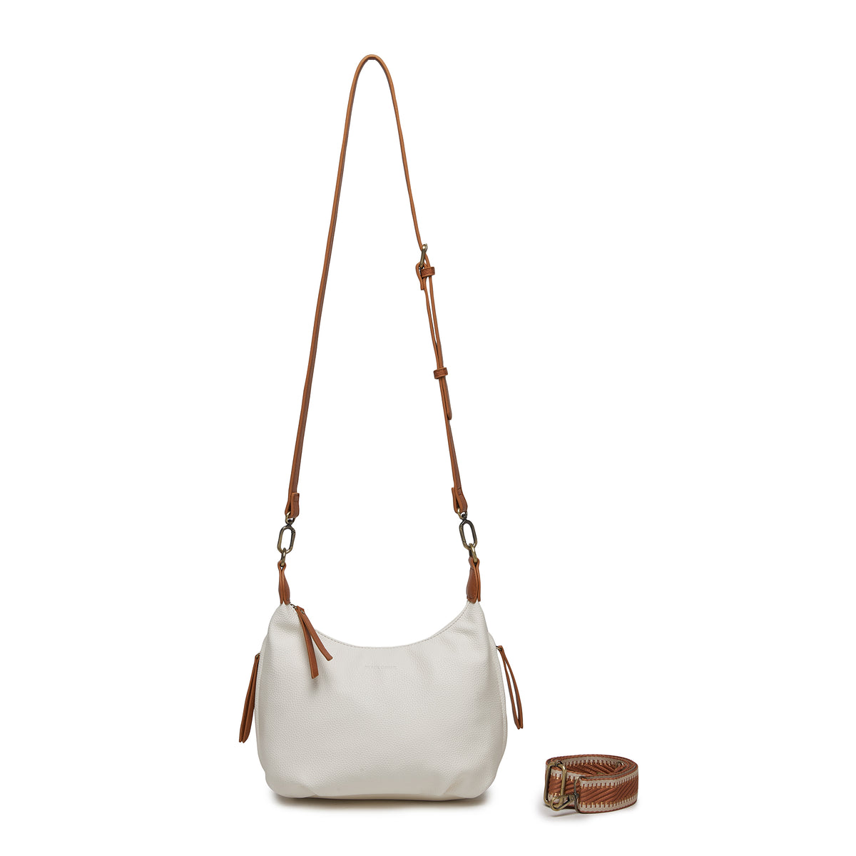 Carey White & Tan Crossbody Bag