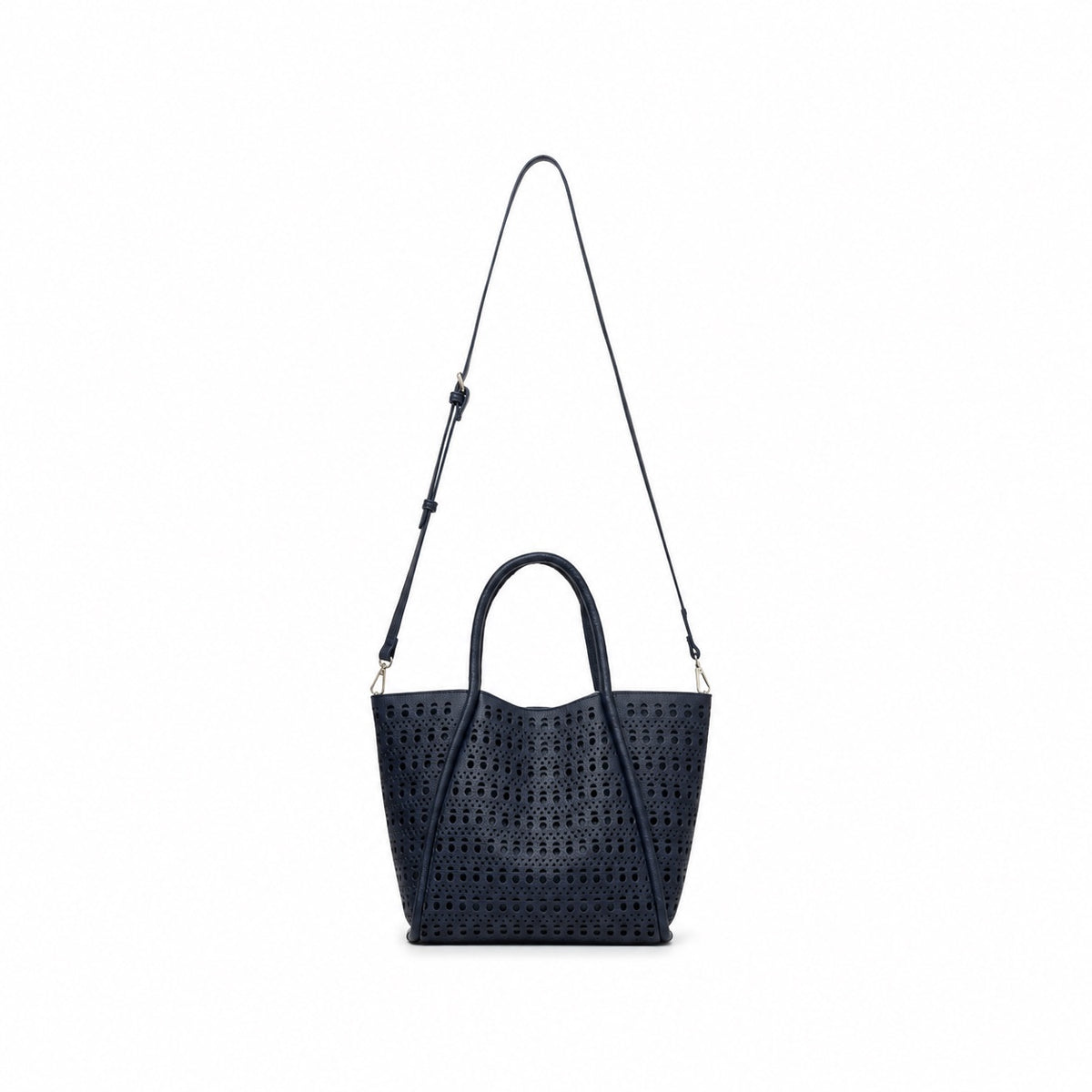 Isabel Navy 3 Piece Perforated Handbag