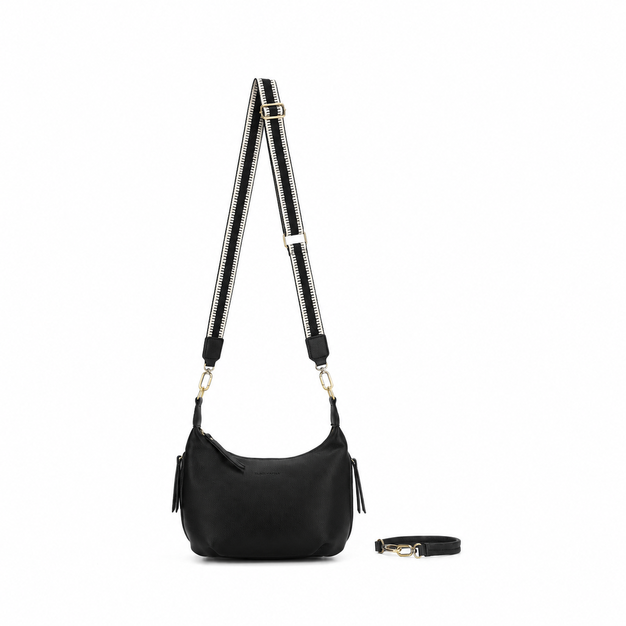 Carey Black Vegan Leather Crossbody Bag