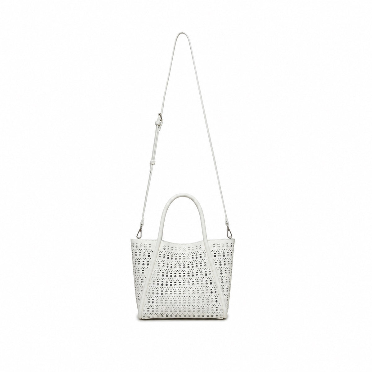 Isabel White 3 Piece Perforated Handbag