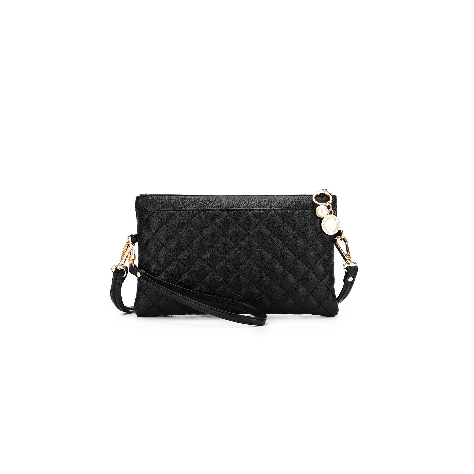 Odessa Black Quilted Crossbody Wristlet