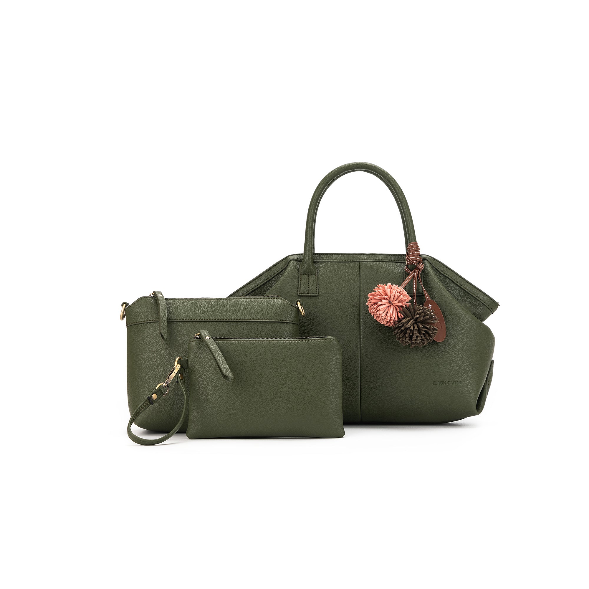 Camryn Dark Olive 3 Piece Bowler Bag