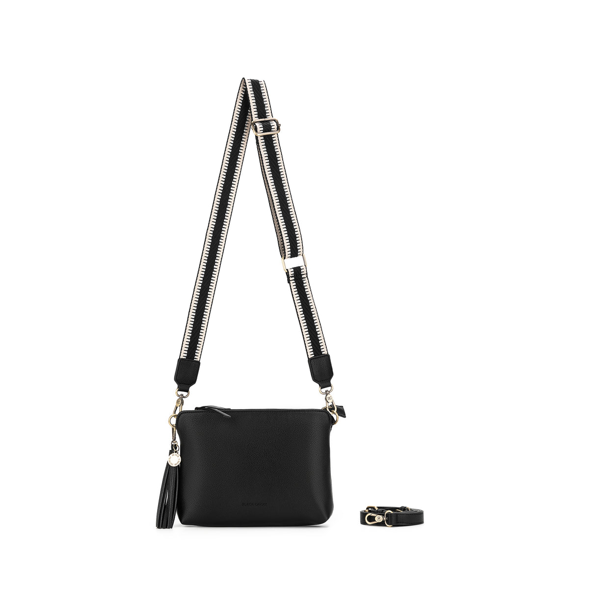 Callie Black 3 Compartment Crossbody Bag