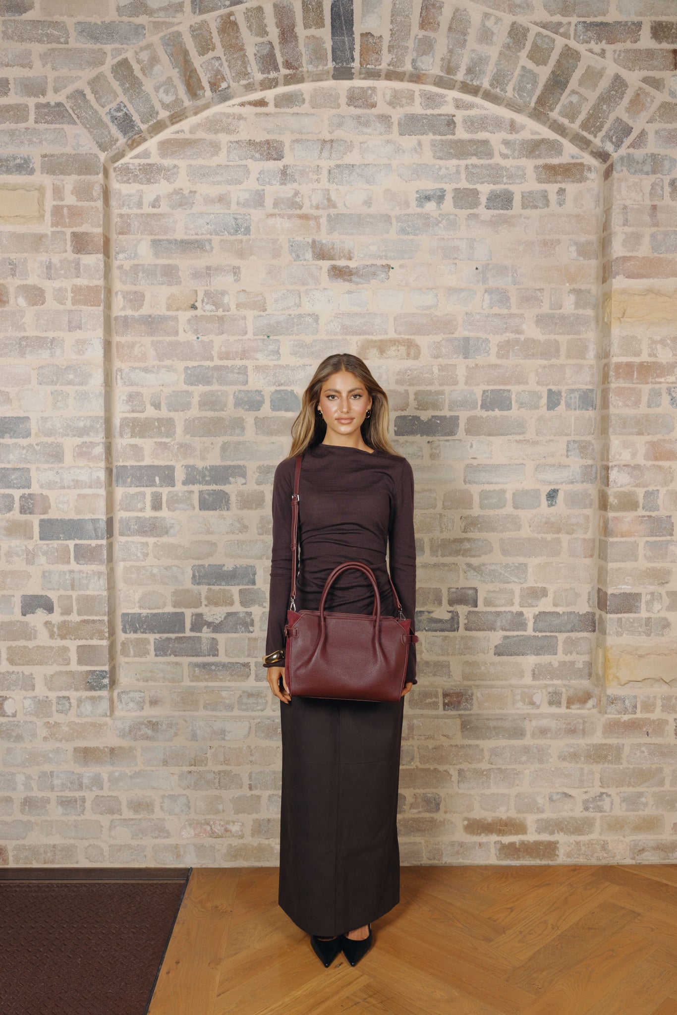 Alexandra Burgundy 3 Piece Handbag