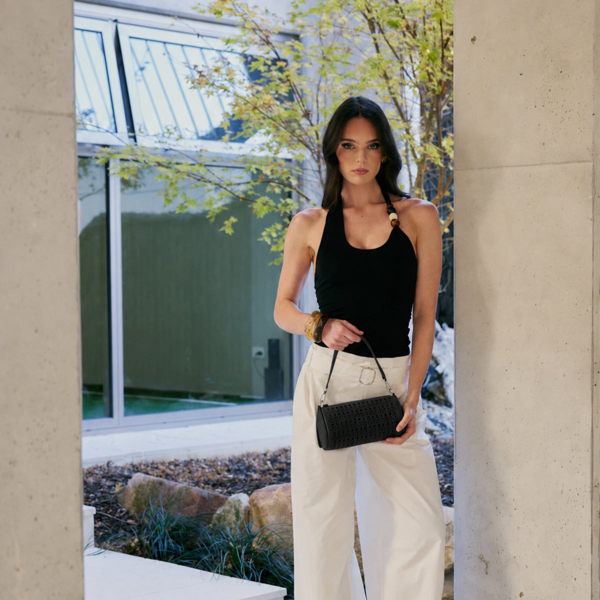 Delilah Black Barrel Bag Crossbody Bag