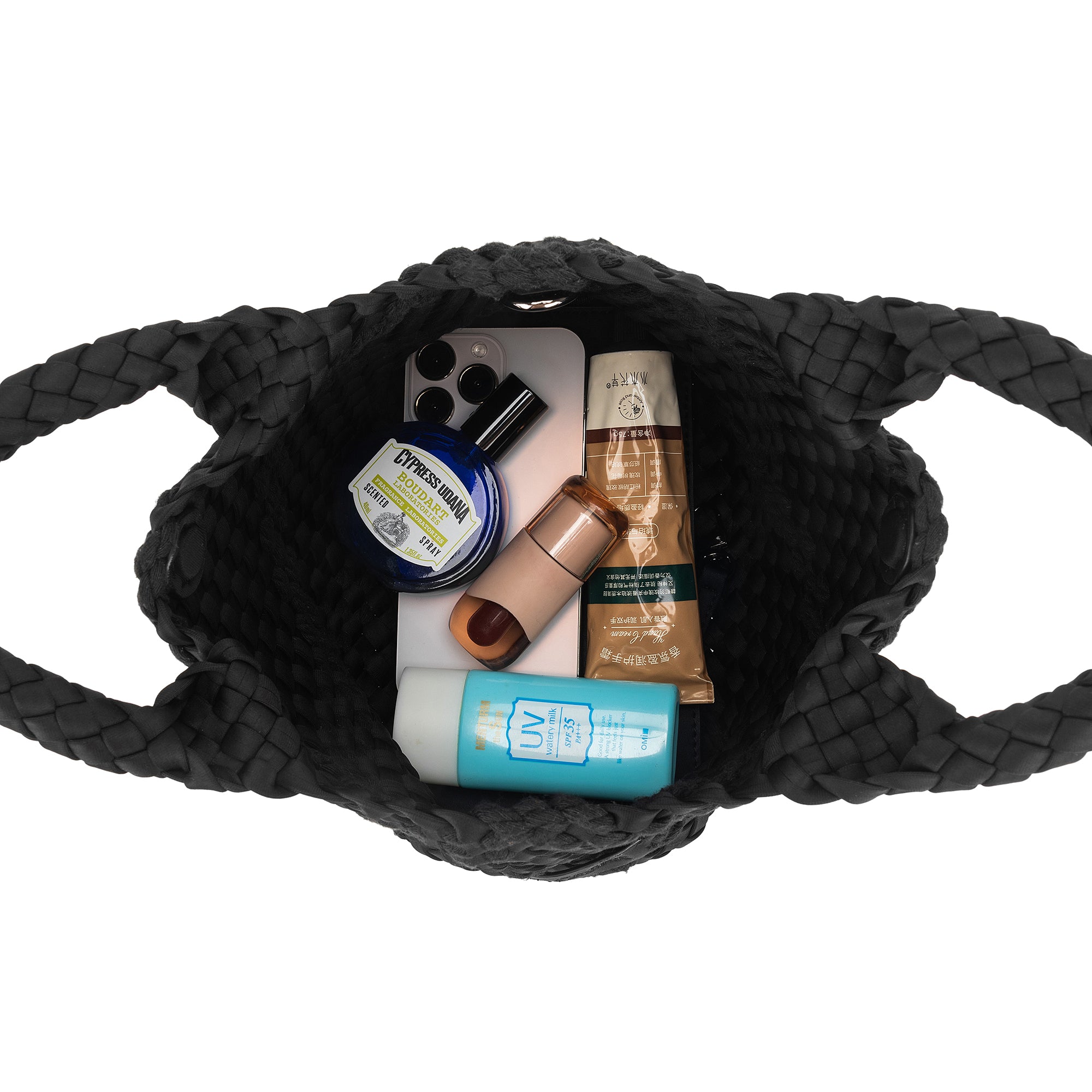 Panarea Black Woven Neoprene Mini Tote