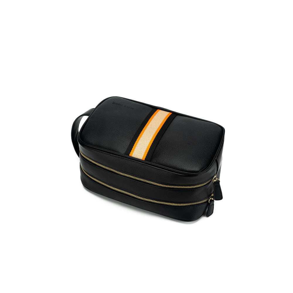 Hugo  Wash Bag Black & Orange Stripe