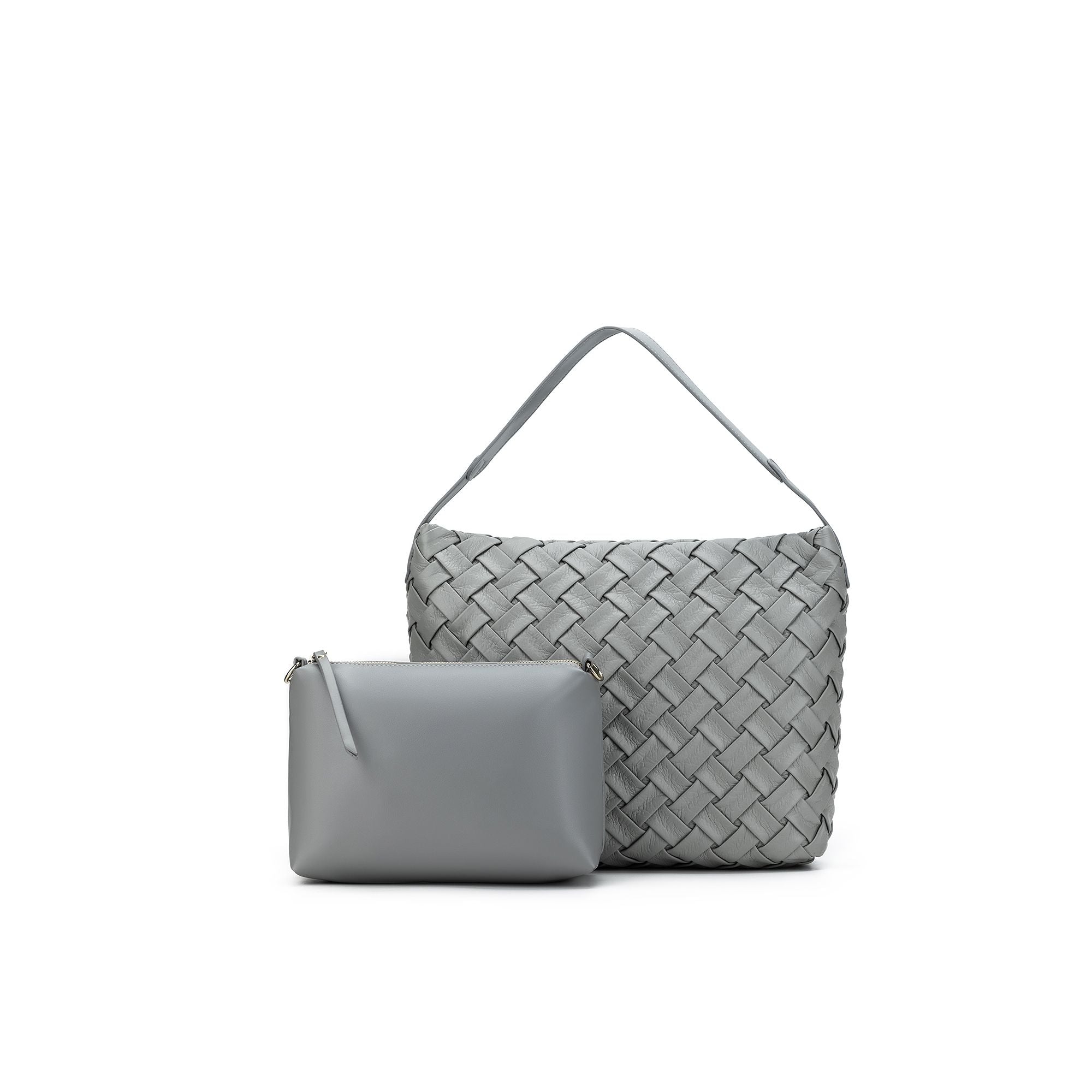 Raquel Grey 2 Piece Woven Shoulder Bag