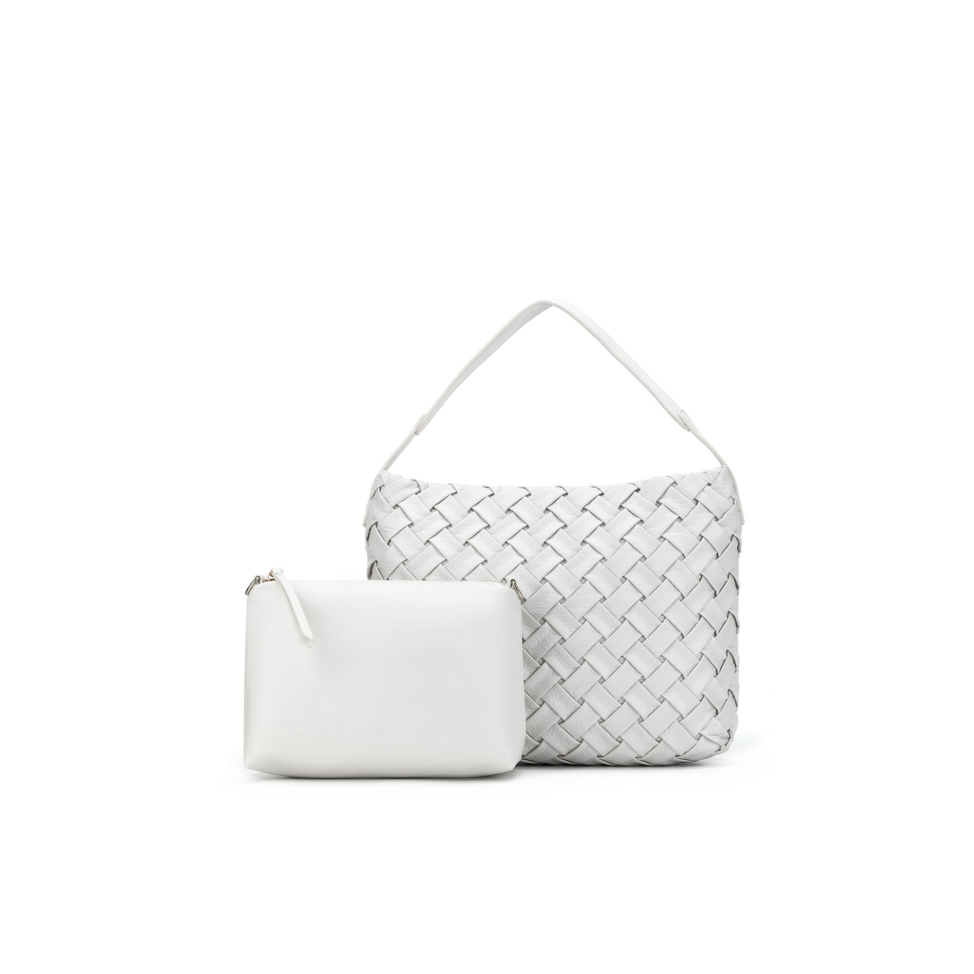 Raquel White 2 Piece Woven Shoulder Bag