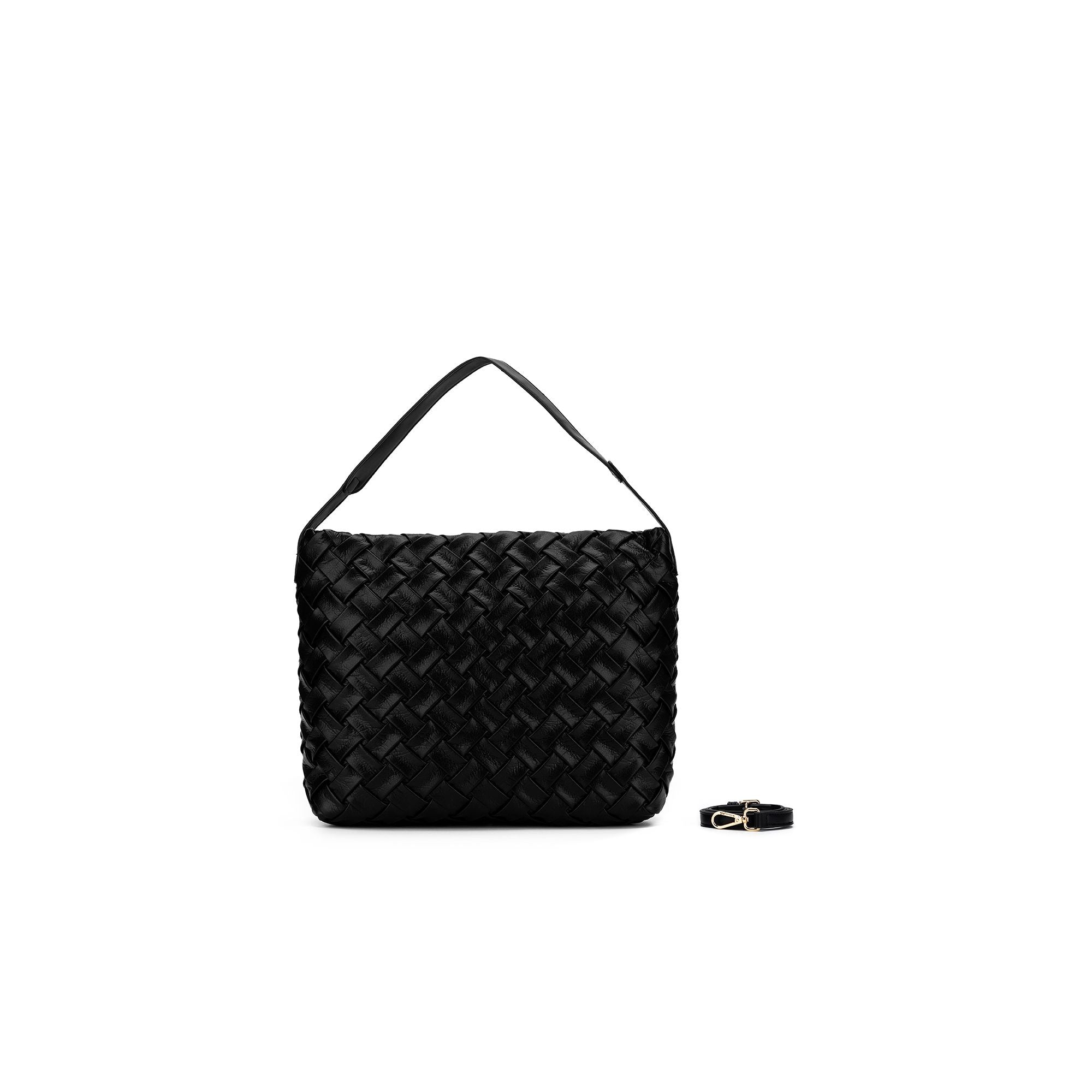 Raquel Black 2 Piece Woven Shoulder Bag