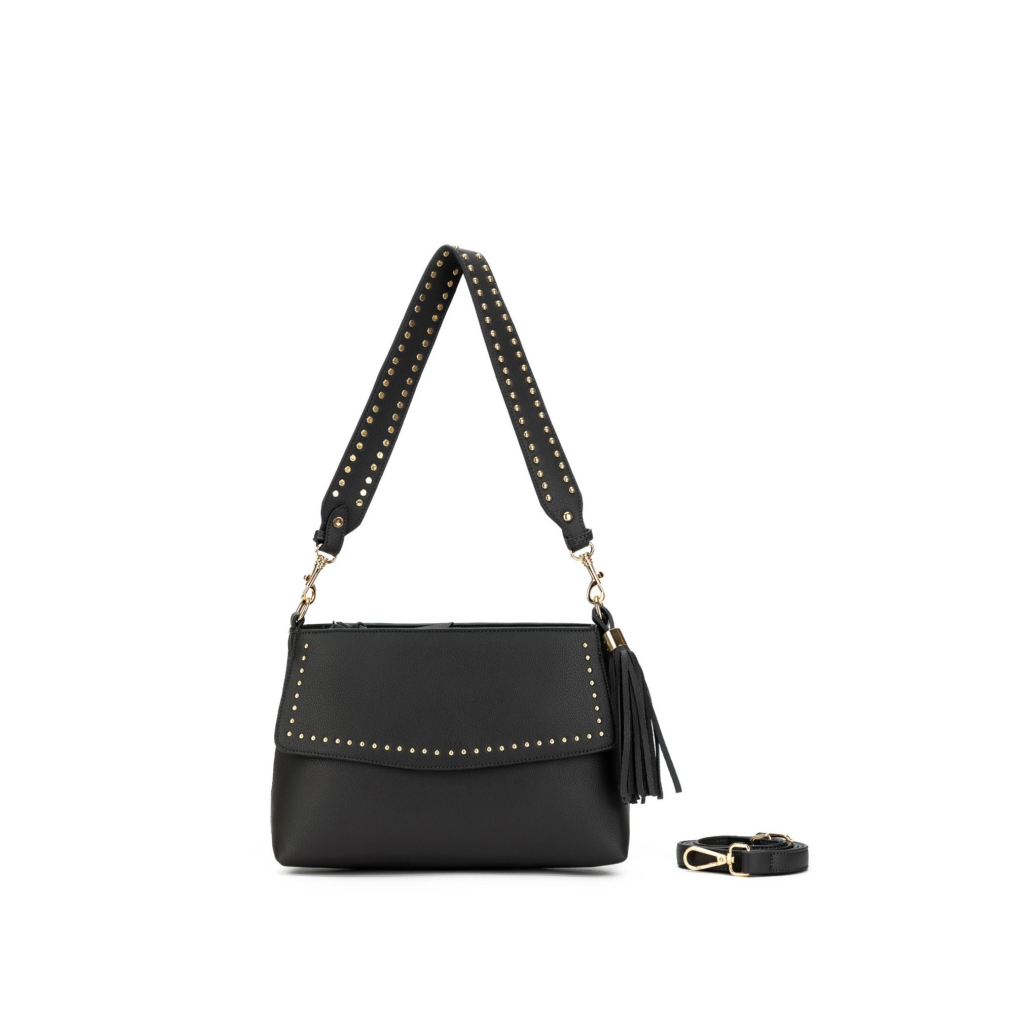 Nevada  Studded  Grey Crossbody Bag