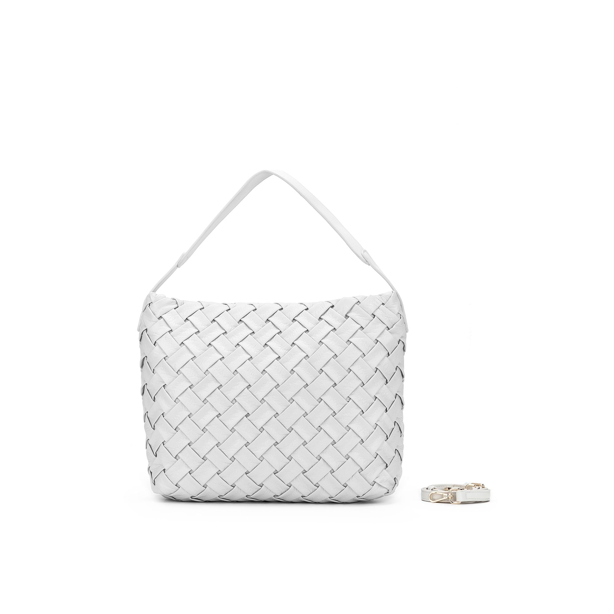 Raquel White 2 Piece Woven Shoulder Bag