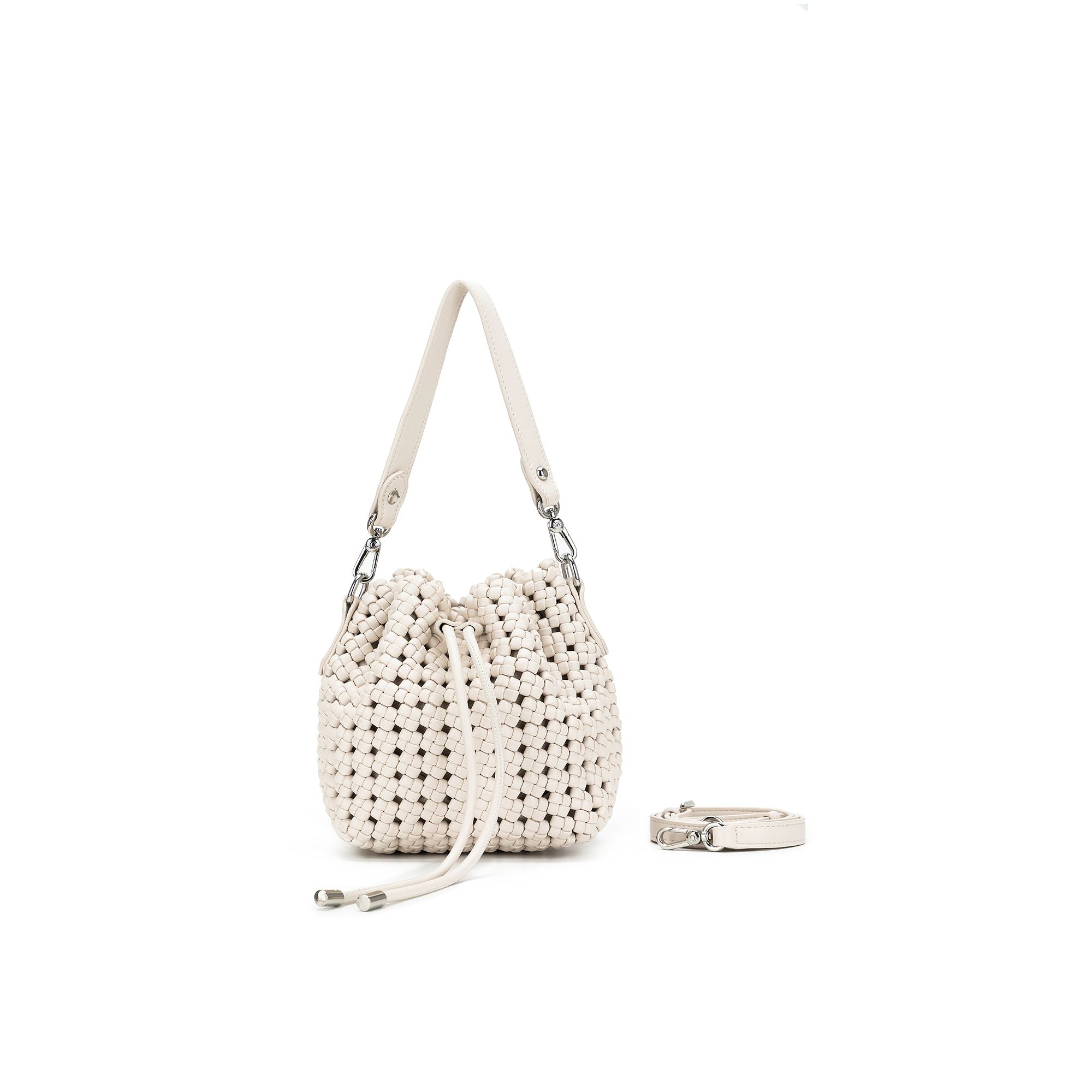 Mindy White Bucket Bag