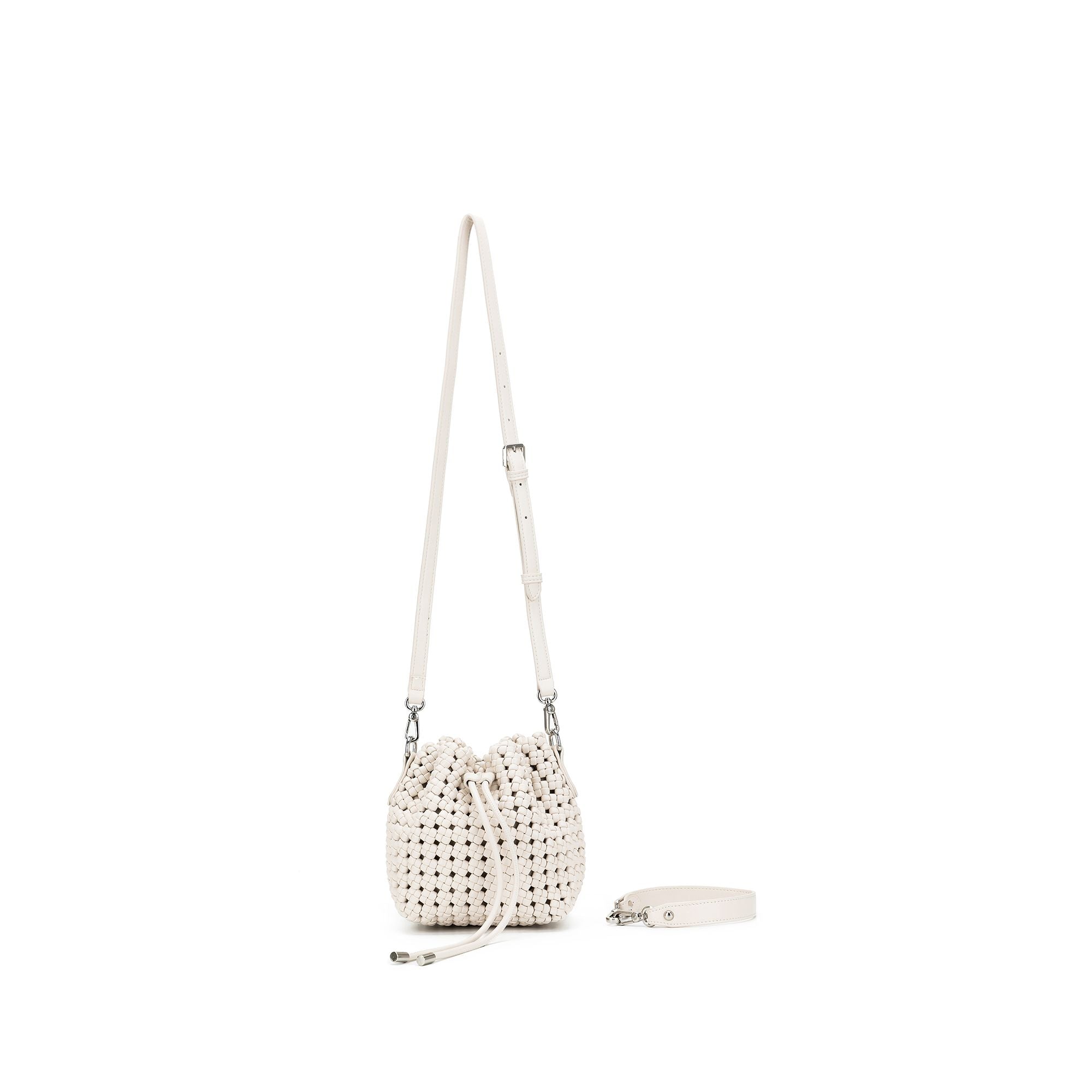 Mindy White Bucket Bag