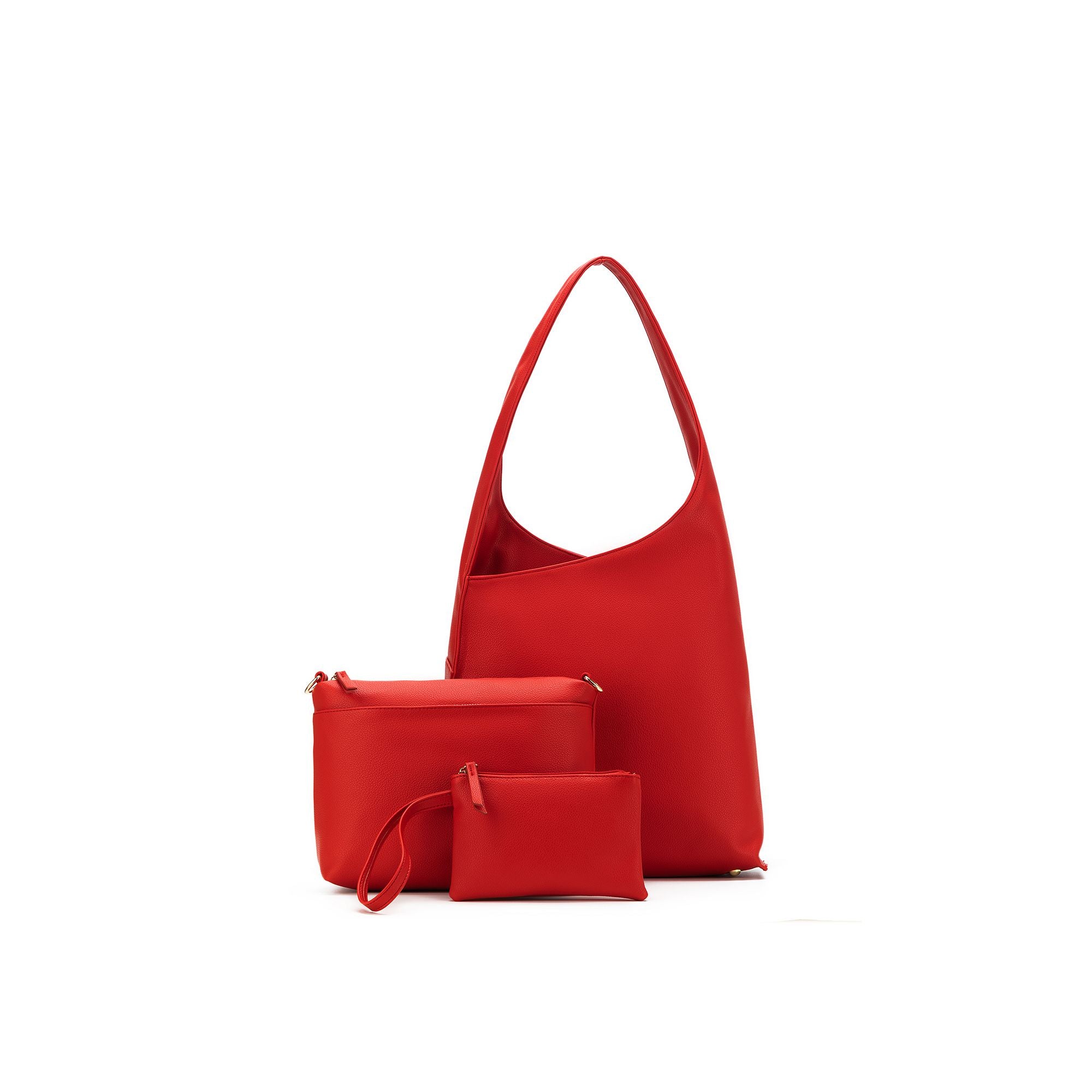 Sara Red 3 Piece Hobo Handbag