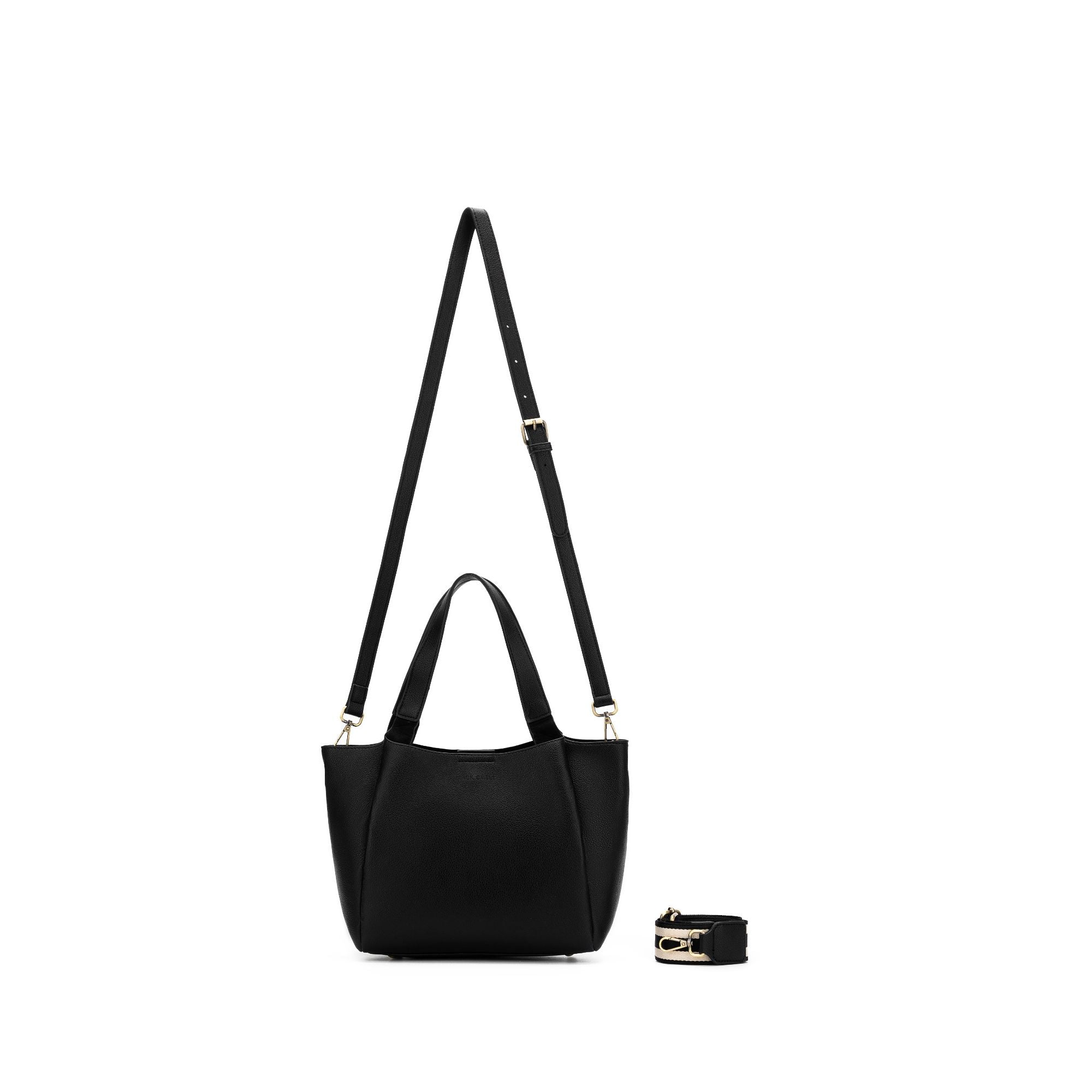 Mini Evelyn Black 3 Piece Hobo Tote