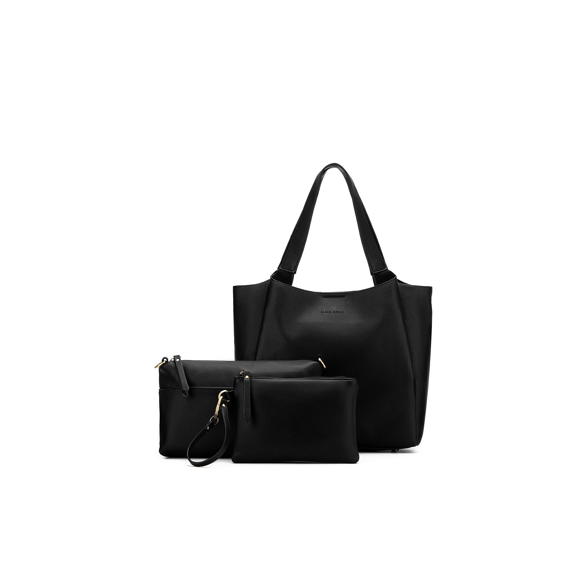 Grande Evelyn Black 3 Piece Hobo Tote