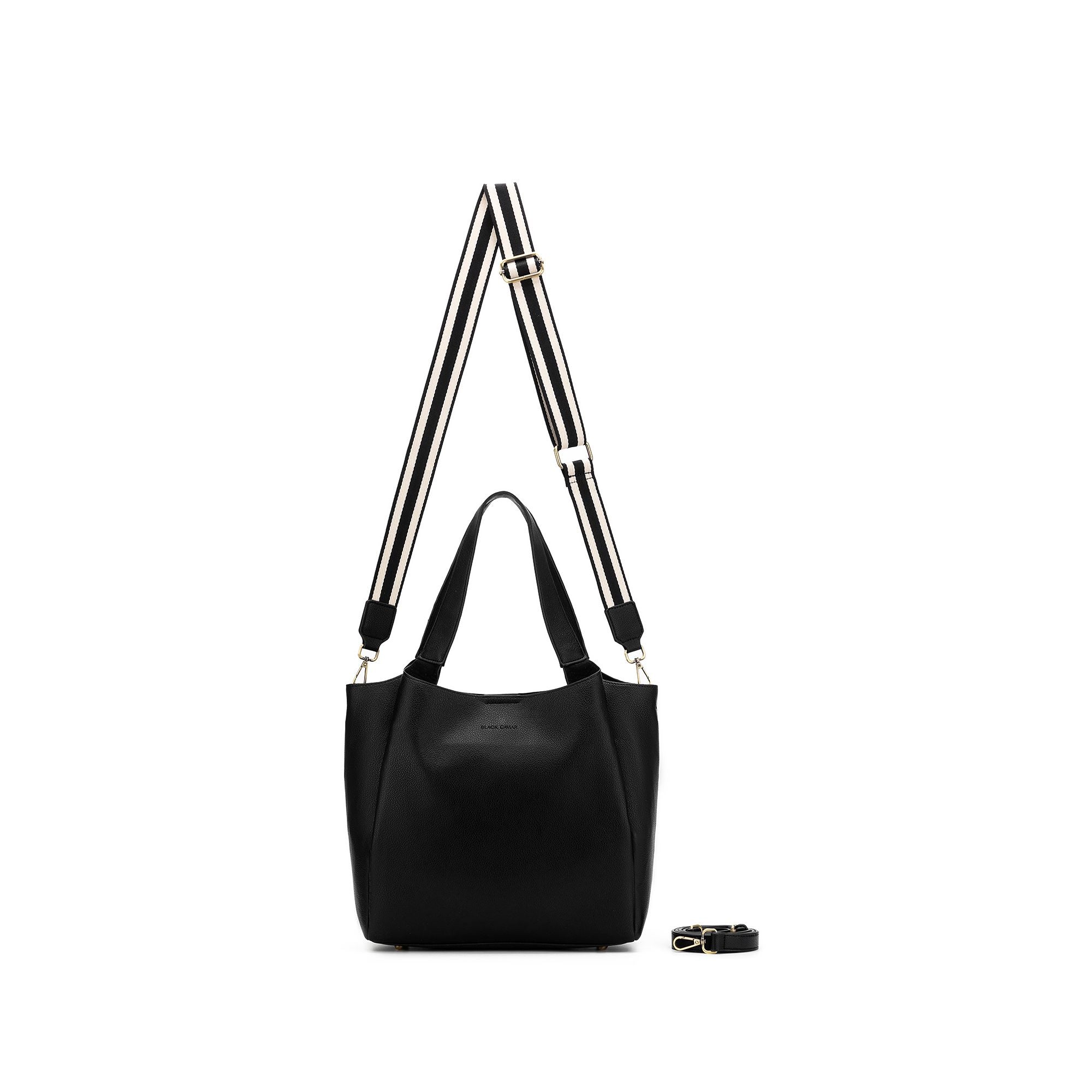 Grande Evelyn Black 3 Piece Hobo Tote