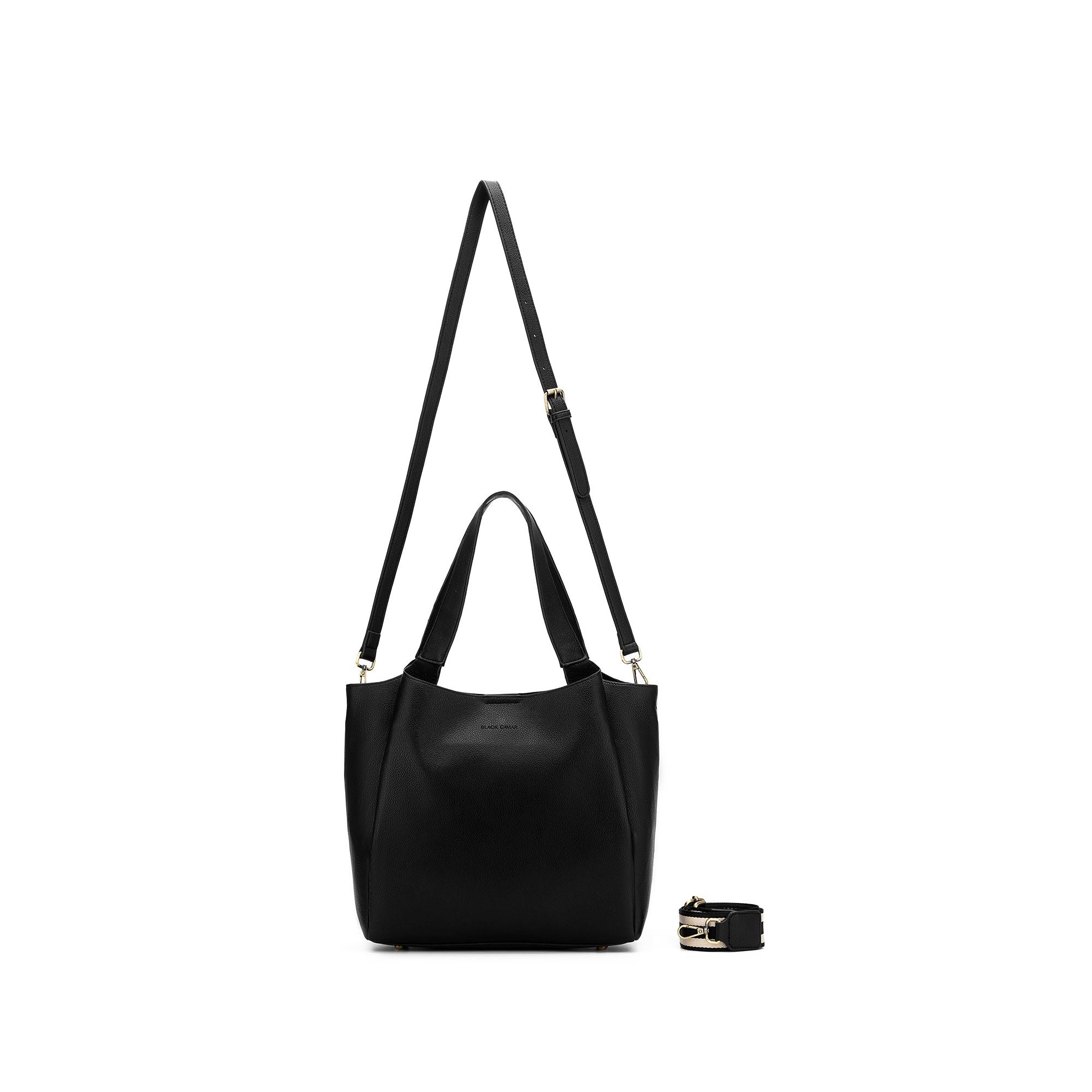 Grande Evelyn Black 3 Piece Hobo Tote