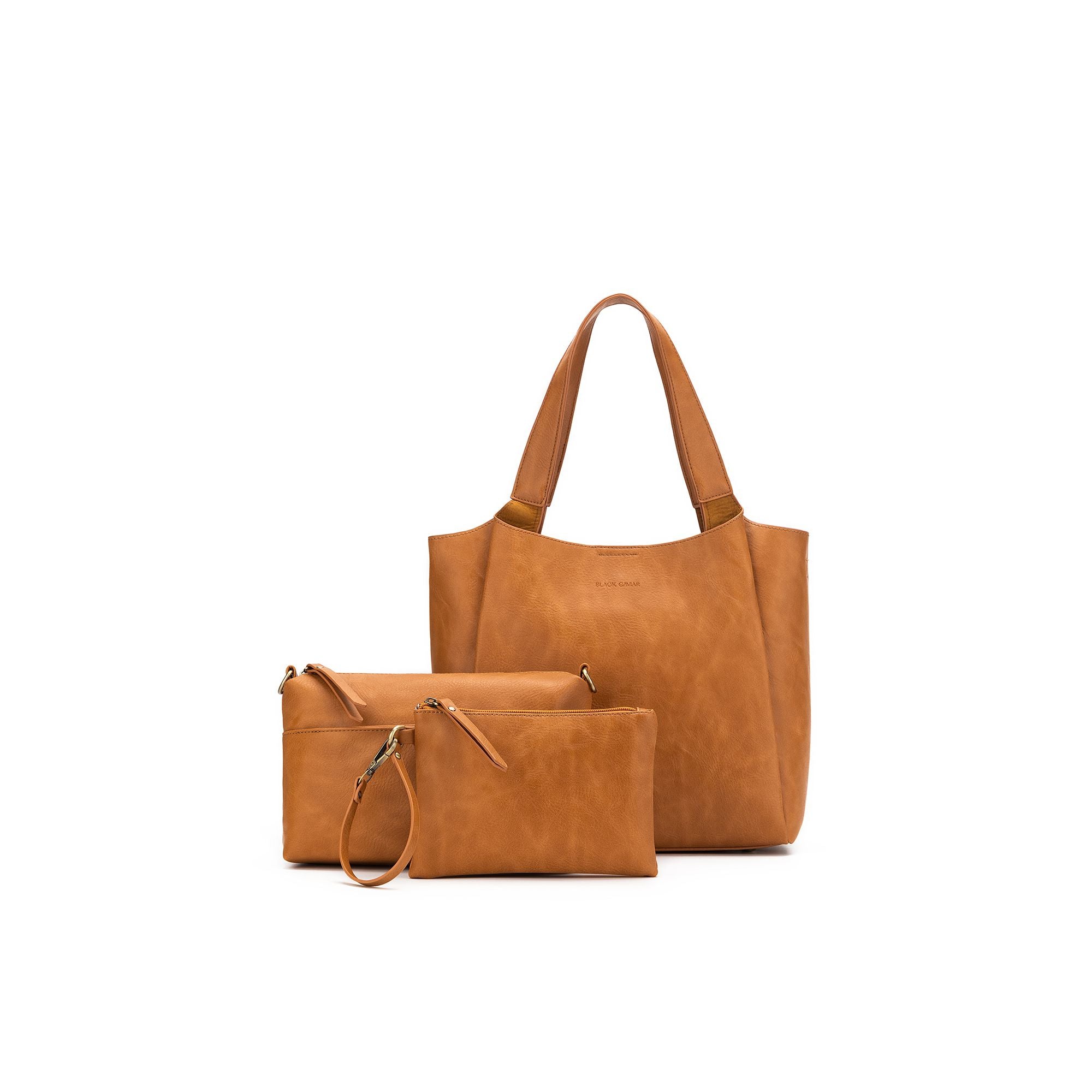 Grande Evelyn Tan 3 Piece Hobo Tote