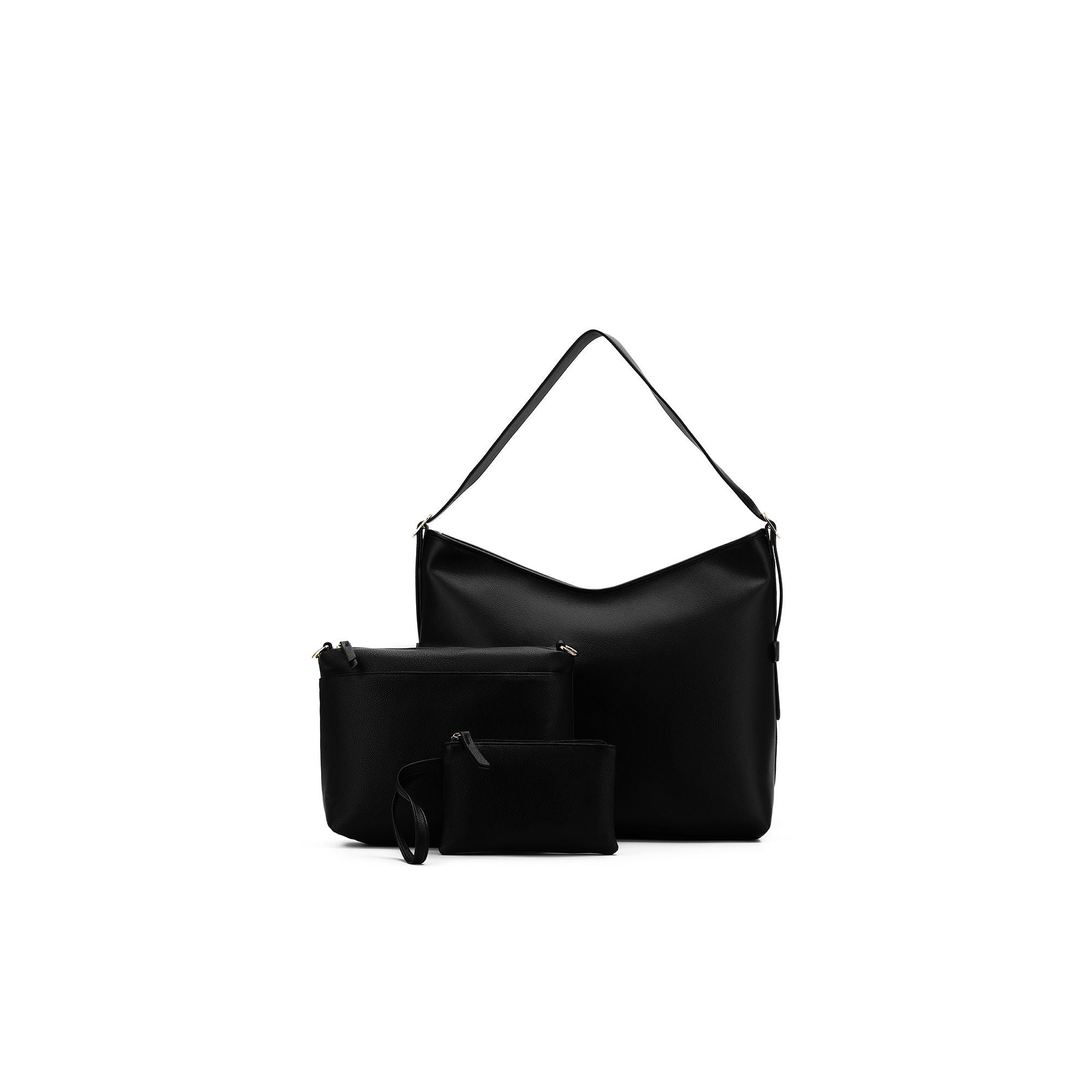 Madeleine Black Large 3 Piece Floppy Hobo