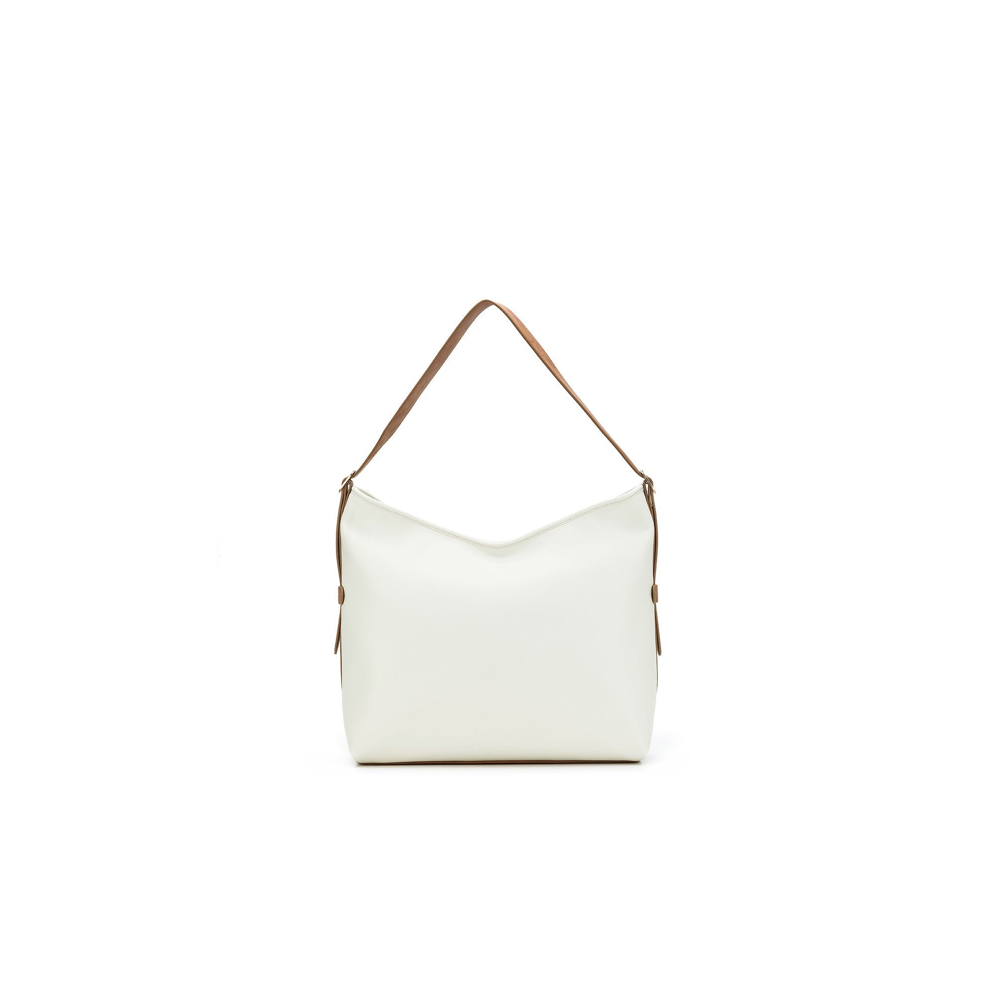 Madeleine White with Tan Large 3 Piece Floppy Hobo