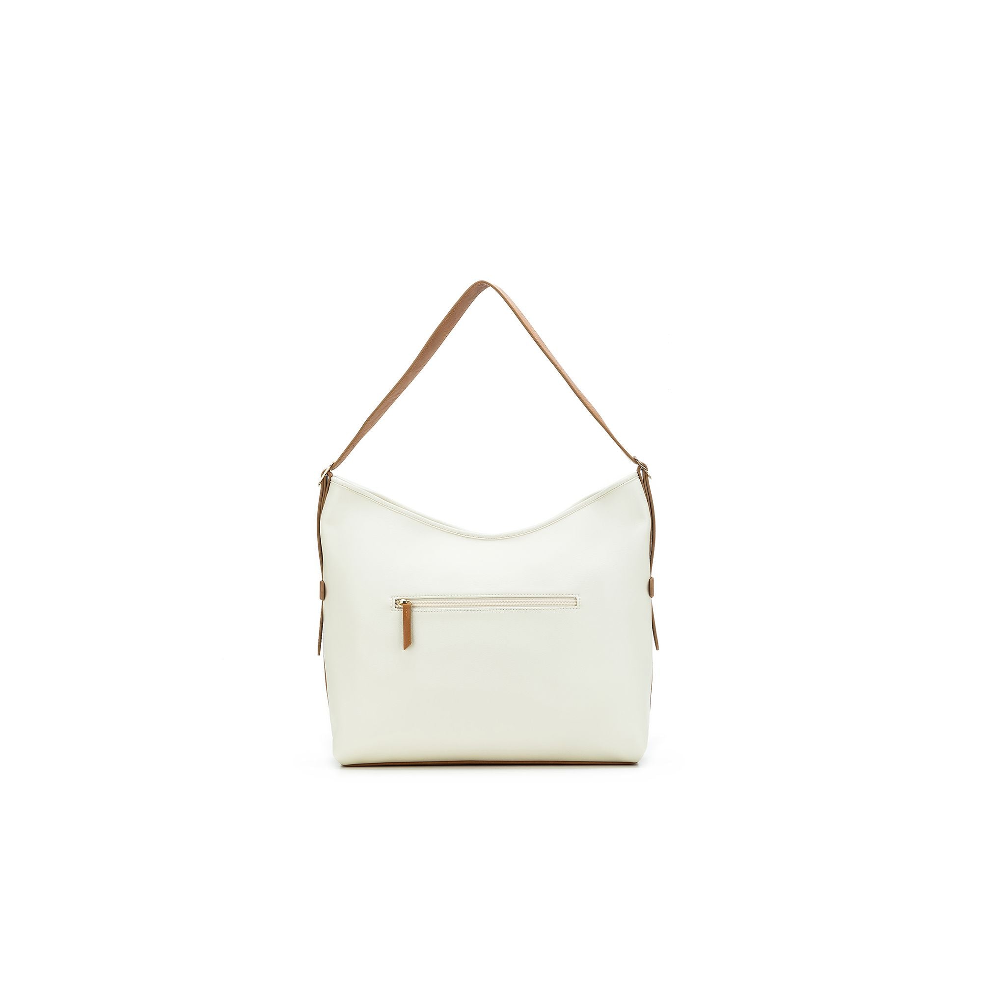 Madeleine White with Tan Large 3 Piece Floppy Hobo