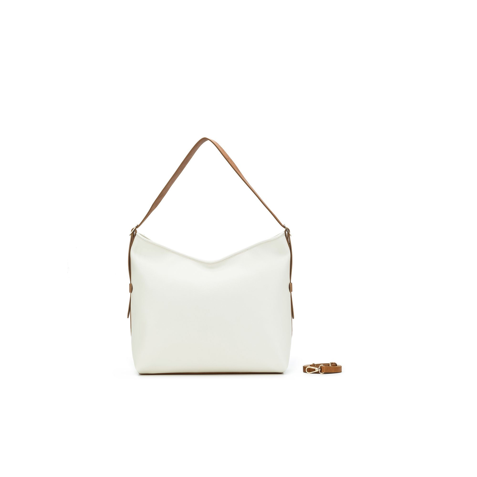 Madeleine White with Tan Large 3 Piece Floppy Hobo