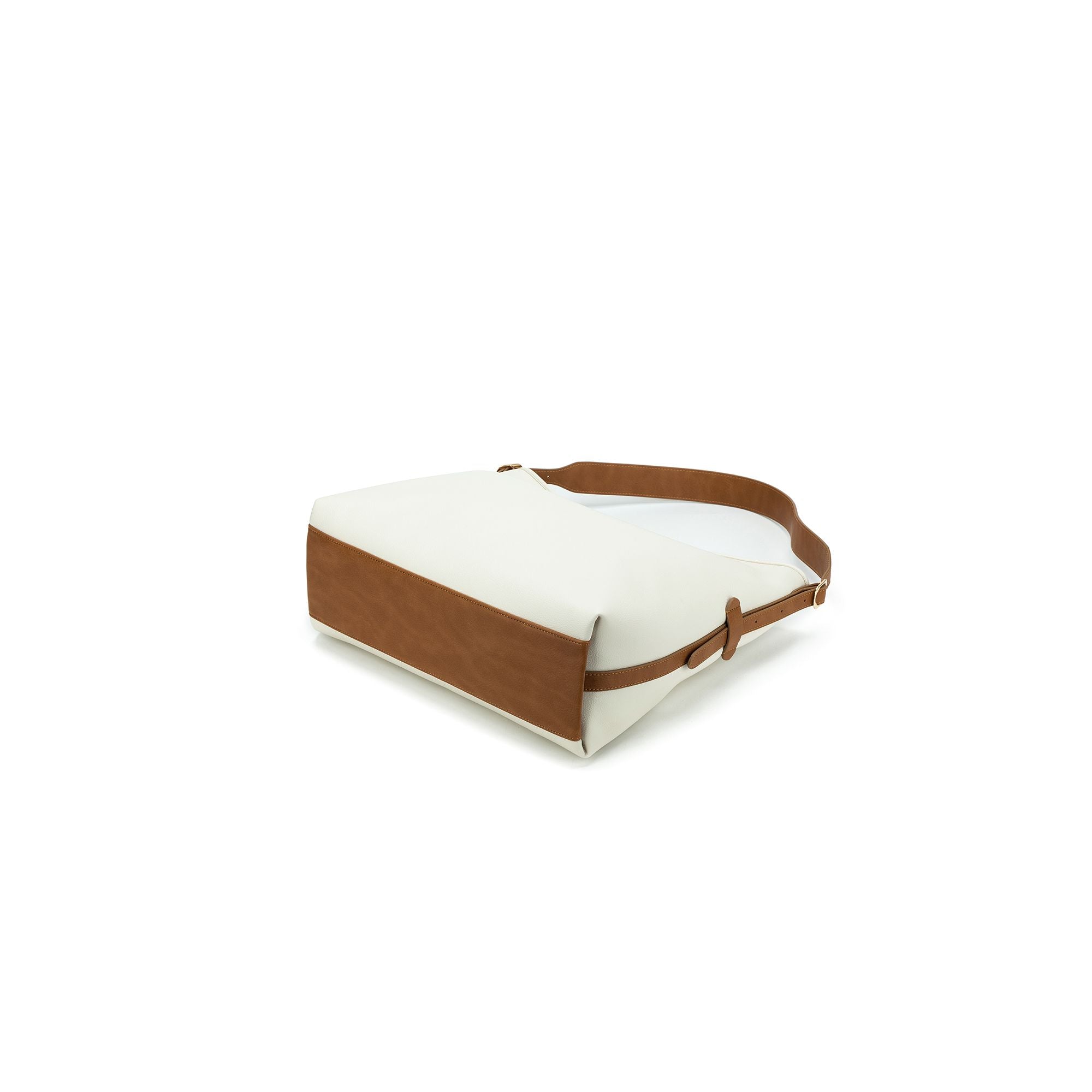 Madeleine White with Tan Large 3 Piece Floppy Hobo